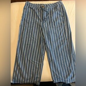 American Eagle 100% Cotton Pants Size 12 Stripe Wide Leg